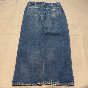 Carhartt Men Blue Denim Flame Fire Resistant Straight Leg Jean Medium-34x30-6993